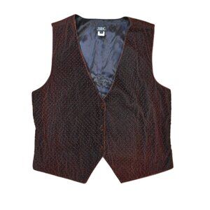 Vintage ZOOG Brown Velvet Beaded Vest Size Large Boho Chic Hipster Statement Top
